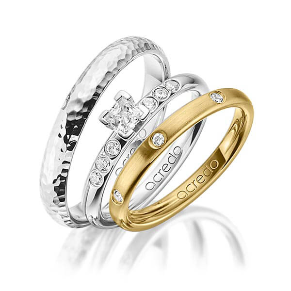Set in Gelbgold 585 mit zus. 0,46 ct. Brillant & Prinzess-Diamant tw, si tw, vs von acredo - A-1421-1 Set in Gelbgold 585 mit zus. 0,46 ct. Brillant & Prinzess-Diamant tw, si tw, vs von acredo - A-1421-1
