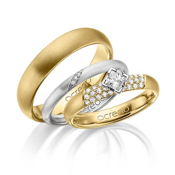 Set in Gelbgold 585 mit zus. 0,535 ct. Brillant & Prinzess-Diamant tw, si von acredo - A-1426-1 Set in Gelbgold 585 mit zus. 0,535 ct. Brillant & Prinzess-Diamant tw, si von acredo - A-1426-1