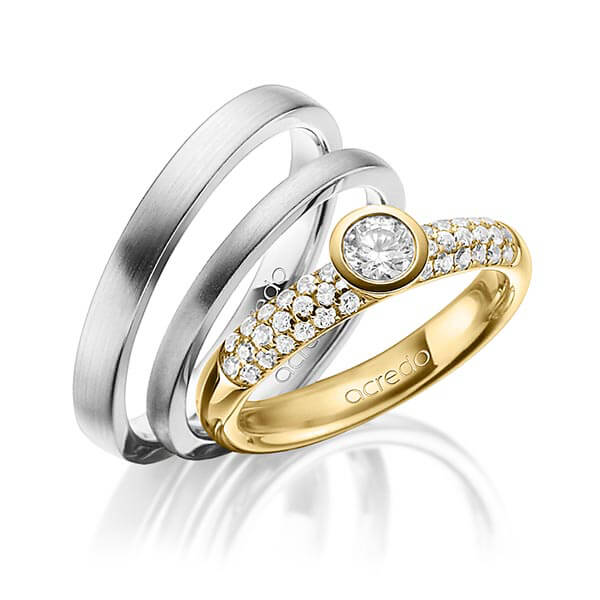 Set in Gelbgold 585 mit zus. 0,61 ct. Brillant tw, si tw, vs von acredo - A-1424-12 Set in Gelbgold 585 mit zus. 0,61 ct. Brillant tw, si tw, vs von acredo - A-1424-12
