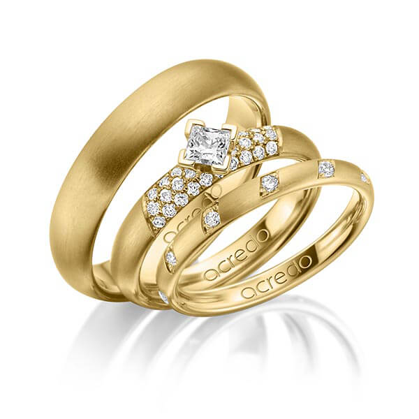 Set in Gelbgold 585 mit zus. 0,74 ct. Brillant & Prinzess-Diamant tw, si von acredo - A-1427-6 Set in Gelbgold 585 mit zus. 0,74 ct. Brillant & Prinzess-Diamant tw, si von acredo - A-1427-6