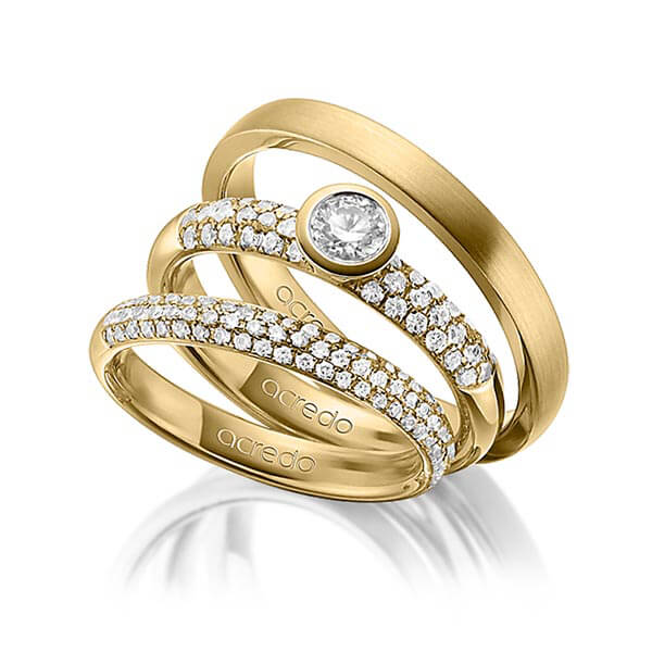 Set in Gelbgold 585 mit zus. 0,99 ct. Brillant tw, si tw, vs von acredo - A-1425-7 Set in Gelbgold 585 mit zus. 0,99 ct. Brillant tw, si tw, vs von acredo - A-1425-7