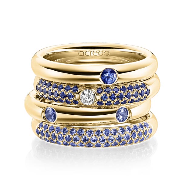Set in Gelbgold 585 mit zus. 1,288 ct. Brillant Saphir Blau (A 10) tw, si Saphir Hellblau (A 6) von acredo - A-1919-4 Set in Gelbgold 585 mit zus. 1,288 ct. Brillant Saphir Blau (A 10) tw, si Saphir Hellblau (A 6) von acredo - A-1919-4