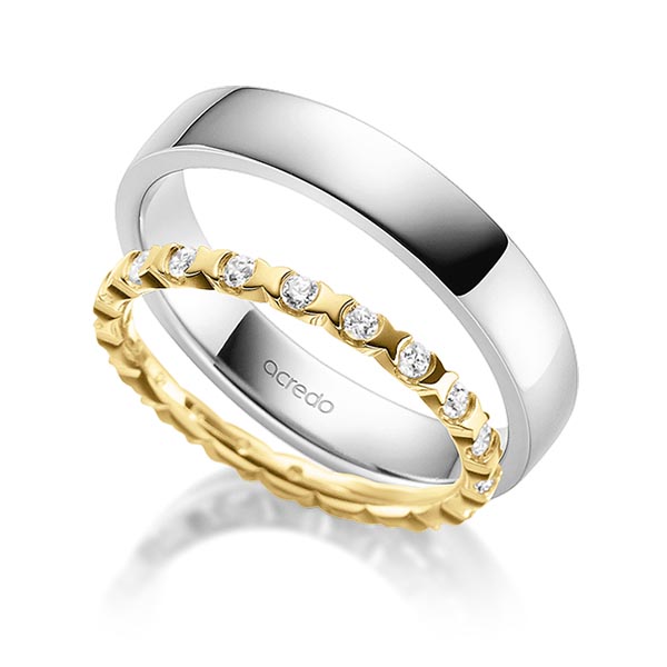 Set in Gelbgold 585 vollausgefasst mit zus. 0,4 ct. Brillant tw, vs von acredo - A-1882-1 Set in Gelbgold 585 vollausgefasst mit zus. 0,4 ct. Brillant tw, vs von acredo - A-1882-1