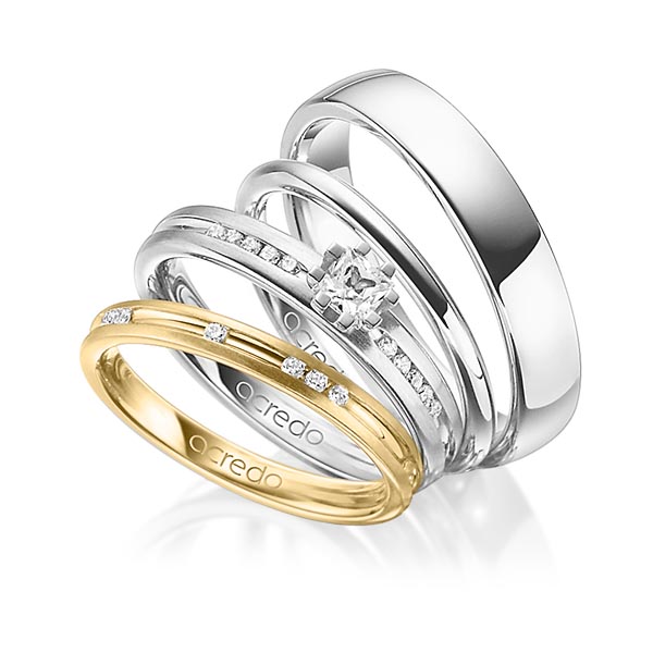 Set in Gelbgold 750 mit zus. 0,47 ct. Brillant & Prinzess-Diamant tw, si von acredo - A-1414-11 Set in Gelbgold 750 mit zus. 0,47 ct. Brillant & Prinzess-Diamant tw, si von acredo - A-1414-11