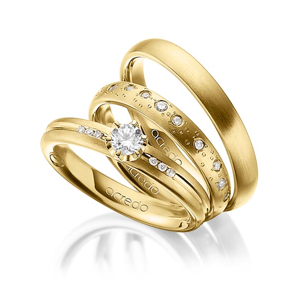Set in Gelbgold 750 mit zus. 0,519 ct. Brillant tw, si von acredo - A-1443-12 Set in Gelbgold 750 mit zus. 0,519 ct. Brillant tw, si von acredo - A-1443-12