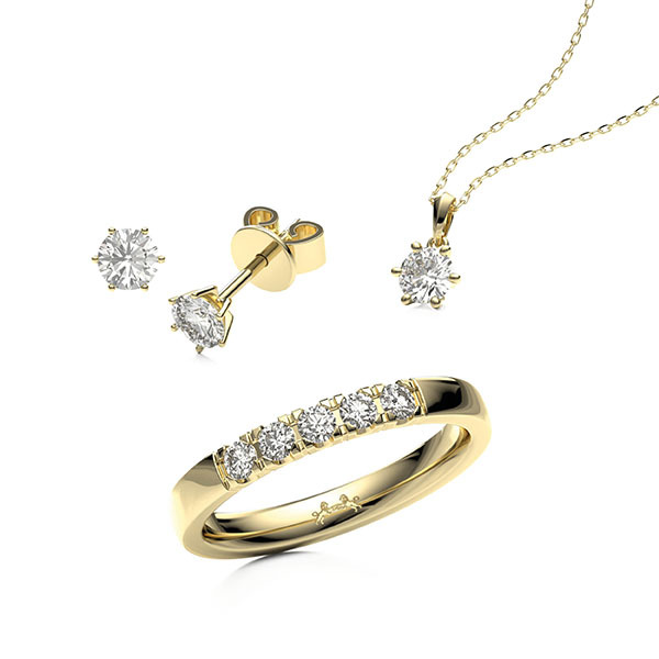Set in Gelbgold 750 mit zus. 1 ct. Brillant tw, if von Steinberg - Q-1668-1 Set in Gelbgold 750 mit zus. 1 ct. Brillant tw, if von Steinberg - Q-1668-1
