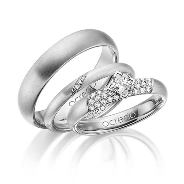 Set in Graugold 585 mit zus. 0,535 ct. Brillant & Prinzess-Diamant tw, si von acredo - A-1426-8 Set in Graugold 585 mit zus. 0,535 ct. Brillant & Prinzess-Diamant tw, si von acredo - A-1426-8