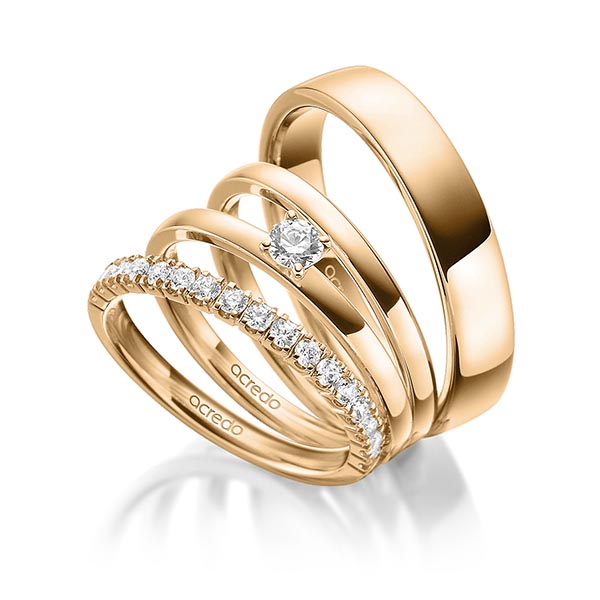 Set in Roségold 585 halbausgefasst mit zus. 0,52 ct. Brillant tw, vs tw, si von acredo - A-1897-2 Set in Roségold 585 halbausgefasst mit zus. 0,52 ct. Brillant tw, vs tw, si von acredo - A-1897-2