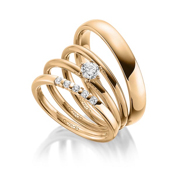 Set in Roségold 585 mit zus. 0,35 ct. Brillant tw, vs tw, si von acredo - A-1891-4 Set in Roségold 585 mit zus. 0,35 ct. Brillant tw, vs tw, si von acredo - A-1891-4