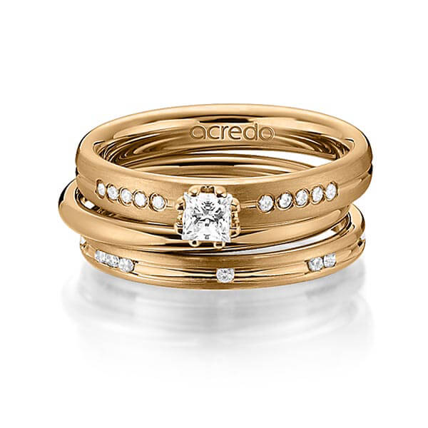 Set in Roségold 585 mit zus. 0,47 ct. Prinzess-Diamant & Brillant tw, si von acredo - A-1438-7 Set in Roségold 585 mit zus. 0,47 ct. Prinzess-Diamant & Brillant tw, si von acredo - A-1438-7
