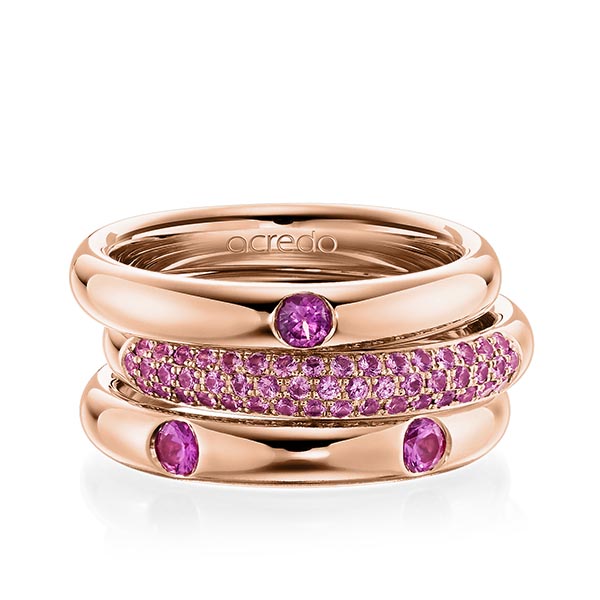 Set in Rotgold 585 mit zus. 0,872 ct. Brillant Saphir Pink (A 10) Saphir Hellpink (A 6) von acredo - A-1906-4 Set in Rotgold 585 mit zus. 0,872 ct. Brillant Saphir Pink (A 10) Saphir Hellpink (A 6) von acredo - A-1906-4