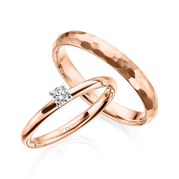 Set in Rotgold 585 Weißgold 585 mit zus. 0,15 ct. Brillant tw, si von acredo - A-2022-2 Set in Rotgold 585 Weißgold 585 mit zus. 0,15 ct. Brillant tw, si von acredo - A-2022-2