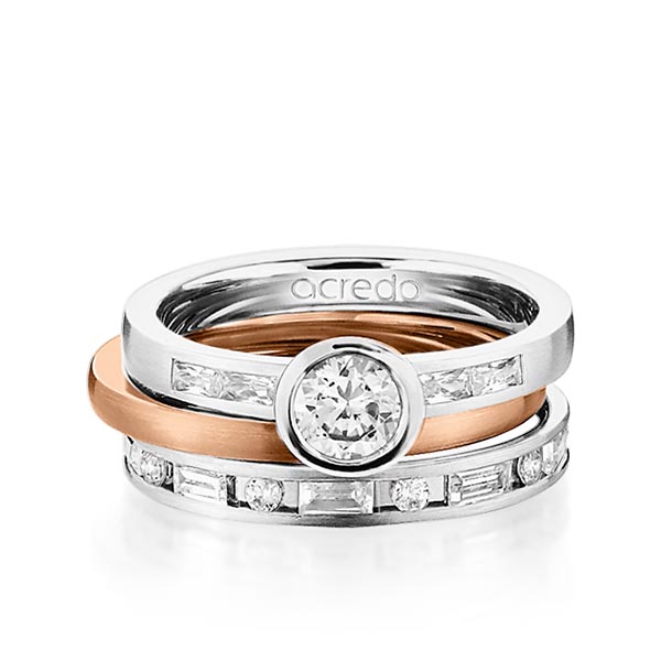 Set in Weißgold 585 mit 0,5 ct. + zus. 1,005 ct. Brillant & Baguette-Diamant tw, si tw, vs von acredo - A-1441-1 Set in Weißgold 585 mit 0,5 ct. + zus. 1,005 ct. Brillant & Baguette-Diamant tw, si tw, vs von acredo - A-1441-1