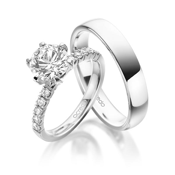 Set in Weißgold 585 mit 2 ct. + zus. 0,3 ct. Brillant tw, vs tw, si von acredo - A-1927-1 Set in Weißgold 585 mit 2 ct. + zus. 0,3 ct. Brillant tw, vs tw, si von acredo - A-1927-1