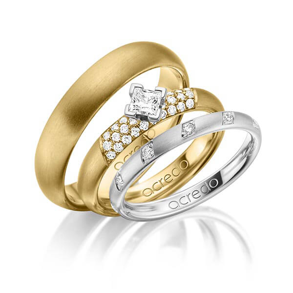 Set in Weißgold 585 mit zus. 0,74 ct. Brillant & Prinzess-Diamant tw, si von acredo - A-1427-1 Set in Weißgold 585 mit zus. 0,74 ct. Brillant & Prinzess-Diamant tw, si von acredo - A-1427-1