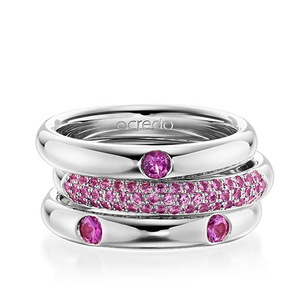 Set in Weißgold 585 mit zus. 0,872 ct. Brillant Saphir Pink (A 10) Saphir Hellpink (A 6) von acredo - A-1906-3 Set in Weißgold 585 mit zus. 0,872 ct. Brillant Saphir Pink (A 10) Saphir Hellpink (A 6) von acredo - A-1906-3