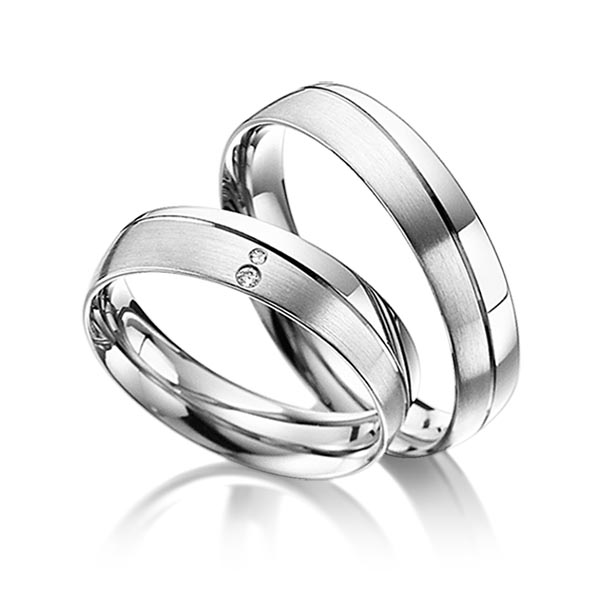 Set Klassieke trouwringen in witgoud 14 kt. met in totaal 0,015 ct. Briljant tw/si van acredo - A-3008-1 Set Klassieke trouwringen in witgoud 14 kt. met in totaal 0,015 ct. Briljant tw/si van acredo - A-3008-1