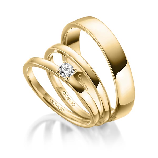 Tri-Set in Gelbgold 585 mit zus. 0,2 ct. Brillant tw, si von acredo - A-1888-2 Tri-Set in Gelbgold 585 mit zus. 0,2 ct. Brillant tw, si von acredo - A-1888-2