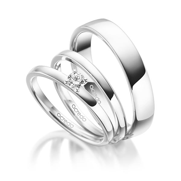 Tri-Set in Weißgold 585 mit zus. 0,2 ct. Brillant tw, vs von acredo - A-1888-1 Tri-Set in Weißgold 585 mit zus. 0,2 ct. Brillant tw, vs von acredo - A-1888-1