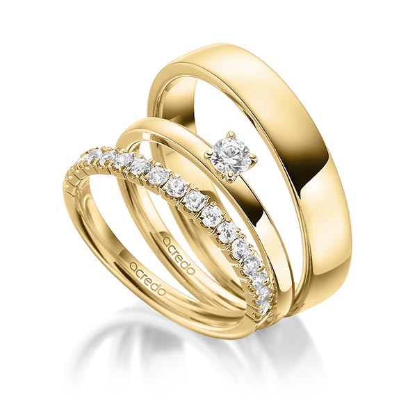 Triset in Gelbgold 585 halbausgefasst mit zus. 0,52 ct. Brillant tw, vs tw, si von acredo - A-1896-3 Triset in Gelbgold 585 halbausgefasst mit zus. 0,52 ct. Brillant tw, vs tw, si von acredo - A-1896-3