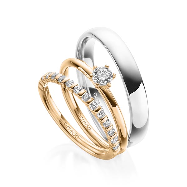 Triset in Roségold 585 halbausgefasst mit zus. 0,55 ct. Brillant tw, vs tw, si von acredo - A-1894-1 Triset in Roségold 585 halbausgefasst mit zus. 0,55 ct. Brillant tw, vs tw, si von acredo - A-1894-1