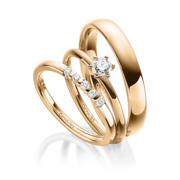 Triset in Roségold 585 mit zus. 0,35 ct. Brillant tw, vs tw, si von acredo - A-1892-5 Triset in Roségold 585 mit zus. 0,35 ct. Brillant tw, vs tw, si von acredo - A-1892-5