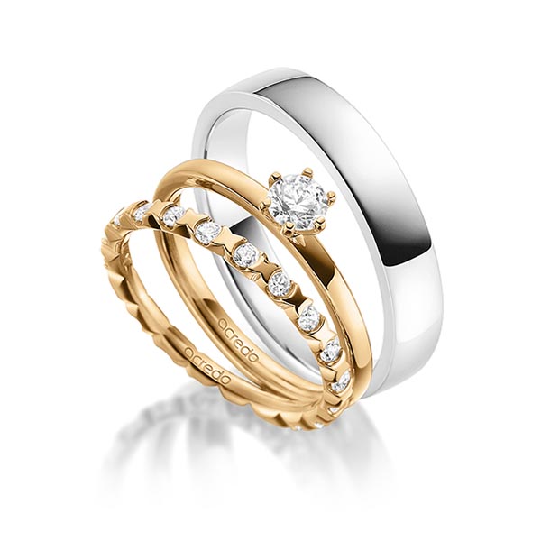 Triset in Roségold 585 vollausgefasst mit 0,3 ct. + zus. 0,4 ct. Brillant tw, vs von acredo - A-1883-2 Triset in Roségold 585 vollausgefasst mit 0,3 ct. + zus. 0,4 ct. Brillant tw, vs von acredo - A-1883-2