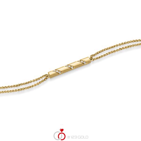 Armband mit Anhänger in Gelbgold 585 mit zus. 0,09 ct. tw, si von acredo - A-1866-2 Armband mit Anhänger in Gelbgold 585 mit zus. 0,09 ct. tw, si von acredo - A-1866-2