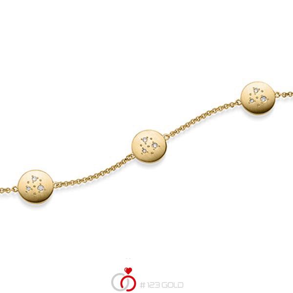 Armband mit Anhänger in Gelbgold 585 mit zus. 0,09 ct. tw, si von acredo - A-1870-3 Armband mit Anhänger in Gelbgold 585 mit zus. 0,09 ct. tw, si von acredo - A-1870-3