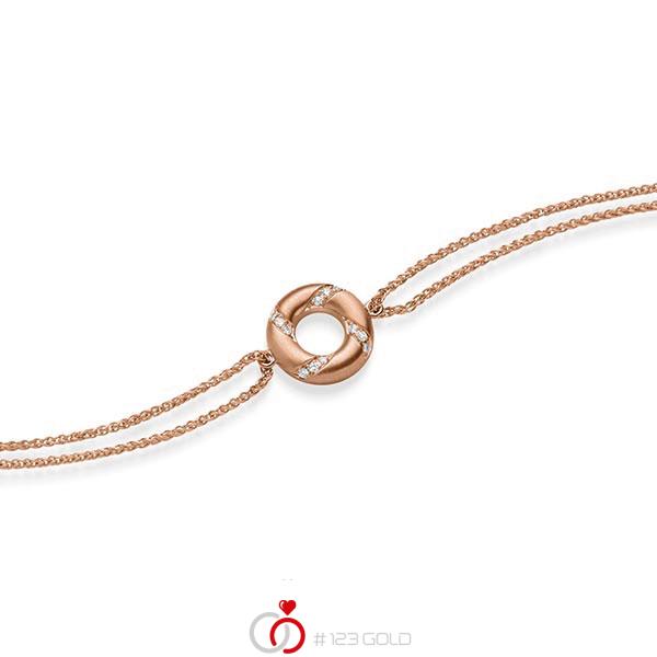 Armband mit Anhänger in Rotgold 585 mit zus. 0,06 ct. tw, si von acredo - A-1868-4 Armband mit Anhänger in Rotgold 585 mit zus. 0,06 ct. tw, si von acredo - A-1868-4