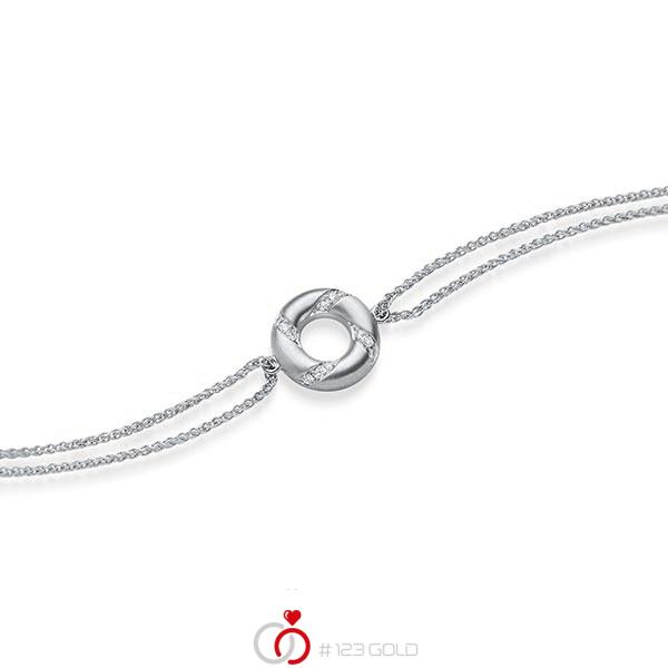 Armband mit Anhänger in Weißgold 585 mit zus. 0,06 ct. tw, si von acredo - A-1868-1 Armband mit Anhänger in Weißgold 585 mit zus. 0,06 ct. tw, si von acredo - A-1868-1