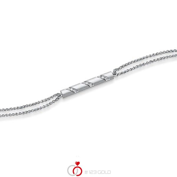 Armband mit Anhänger in Weißgold 585 mit zus. 0,09 ct. tw, si von acredo - A-1866-3 Armband mit Anhänger in Weißgold 585 mit zus. 0,09 ct. tw, si von acredo - A-1866-3