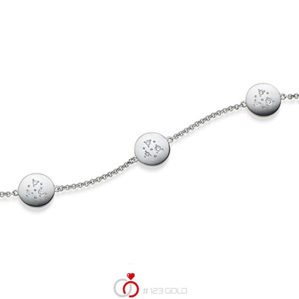 Armband mit Anhänger in Weißgold 585 mit zus. 0,09 ct. tw, si von acredo - A-1870-2 Armband mit Anhänger in Weißgold 585 mit zus. 0,09 ct. tw, si von acredo - A-1870-2
