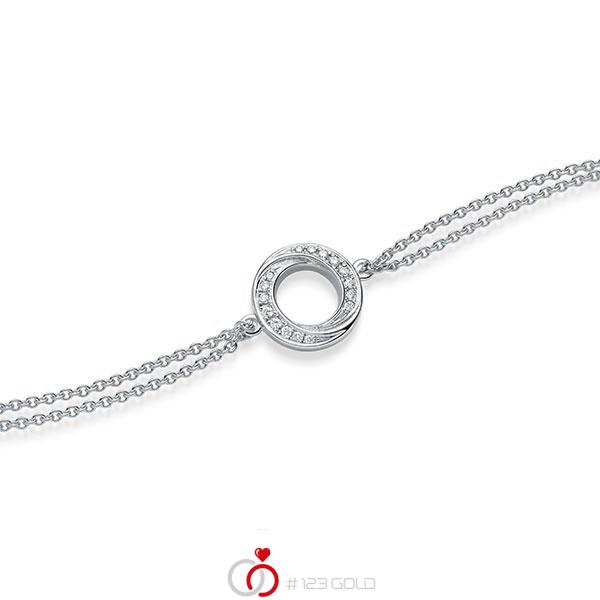 Armband mit Anhänger in Weißgold 585 mit zus. 0,112 ct. tw, si von acredo - A-1867-1 Armband mit Anhänger in Weißgold 585 mit zus. 0,112 ct. tw, si von acredo - A-1867-1