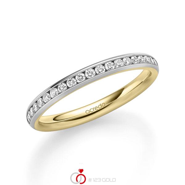 bicolor Memoire-Trauring/Ehering in außen Graugold 585 , innen Gelbgold 585 halbausgefasst mit zus. 0,285 ct. Brillant tw, si von acredo - A-1677-12 bicolor Memoire-Trauring/Ehering in außen Graugold 585 , innen Gelbgold 585 halbausgefasst mit zus. 0,285 ct. Brillant tw, si von acredo - A-1677-12
