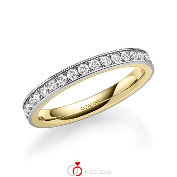 bicolor Memoire-Trauring/Ehering in außen Graugold 585 , innen Gelbgold 585 halbausgefasst mit zus. 0,34 ct. Brillant tw, si von acredo - A-1679-13 bicolor Memoire-Trauring/Ehering in außen Graugold 585 , innen Gelbgold 585 halbausgefasst mit zus. 0,34 ct. Brillant tw, si von acredo - A-1679-13