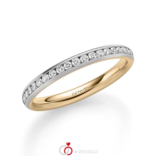 bicolor Memoire-Trauring/Ehering in außen Graugold 585 , innen Roségold 585 halbausgefasst mit zus. 0,285 ct. Brillant tw, si von acredo - A-1677-13 bicolor Memoire-Trauring/Ehering in außen Graugold 585 , innen Roségold 585 halbausgefasst mit zus. 0,285 ct. Brillant tw, si von acredo - A-1677-13