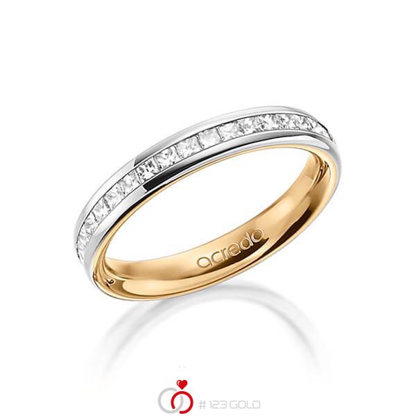 bicolor Memoire-Trauring/Ehering in aussen Graugold 585 , innen Roségold 585 halbausgefasst mit zus. 0,54 ct. Prinzess-Diamant tw, si von acredo - A-1554-4 bicolor Memoire-Trauring/Ehering in aussen Graugold 585 , innen Roségold 585 halbausgefasst mit zus. 0,54 ct. Prinzess-Diamant tw, si von acredo - A-1554-4