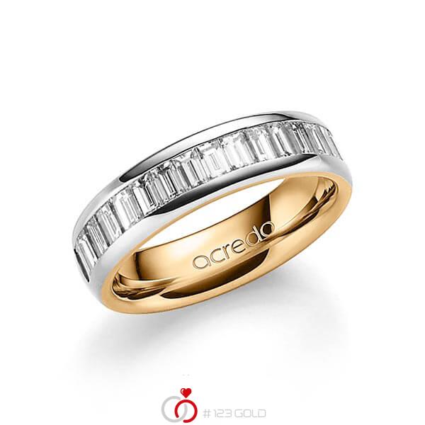 bicolor Memoire-Trauring/Ehering in außen Graugold 585 , innen Roségold 585 halbausgefasst mit zus. 1,36 ct. Baguette-Diamant tw, vs von acredo - A-1552-1 bicolor Memoire-Trauring/Ehering in außen Graugold 585 , innen Roségold 585 halbausgefasst mit zus. 1,36 ct. Baguette-Diamant tw, vs von acredo - A-1552-1