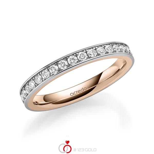 bicolor Memoire-Trauring/Ehering in außen Graugold 585 , innen Rotgold 585 halbausgefasst mit zus. 0,34 ct. Brillant tw, si von acredo - A-1679-14 bicolor Memoire-Trauring/Ehering in außen Graugold 585 , innen Rotgold 585 halbausgefasst mit zus. 0,34 ct. Brillant tw, si von acredo - A-1679-14