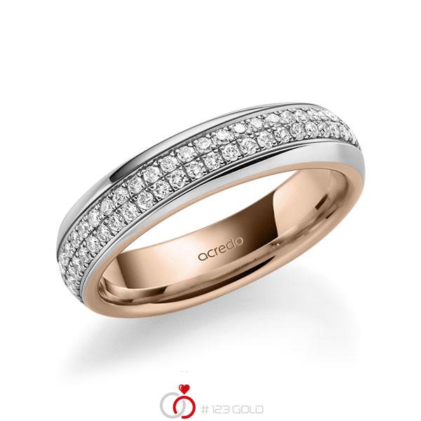 bicolor Memoire-Trauring/Ehering in außen Graugold 585 , innen Rotgold 585 vollausgefasst mit zus. 0,768 ct. Brillant tw, si von acredo - A-1624-13 bicolor Memoire-Trauring/Ehering in außen Graugold 585 , innen Rotgold 585 vollausgefasst mit zus. 0,768 ct. Brillant tw, si von acredo - A-1624-13