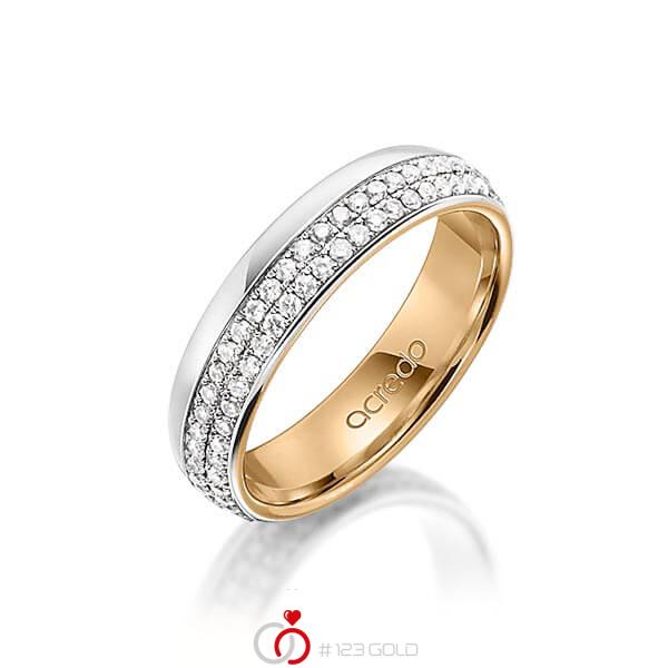 bicolor Memoire-Trauring/Ehering in außen Platin 950 , innen Roségold 750 vollausgefasst mit zus. 0,752 ct. Brillant tw, si von acredo - A-1560-10 bicolor Memoire-Trauring/Ehering in außen Platin 950 , innen Roségold 750 vollausgefasst mit zus. 0,752 ct. Brillant tw, si von acredo - A-1560-10