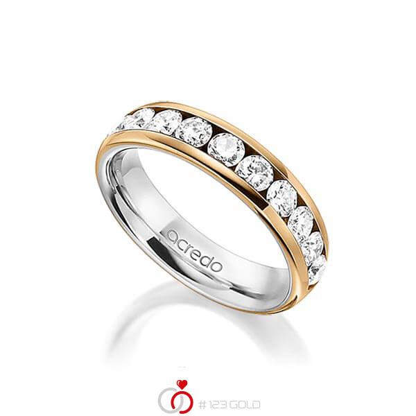 bicolor Memoire-Trauring/Ehering in außen Roségold 585 , innen Graugold 585 halbausgefasst mit zus. 1,1 ct. Brillant tw, si von acredo - A-1558-3 bicolor Memoire-Trauring/Ehering in außen Roségold 585 , innen Graugold 585 halbausgefasst mit zus. 1,1 ct. Brillant tw, si von acredo - A-1558-3