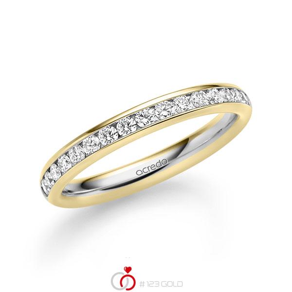 bicolor Memoire-Trauring/Ehering in Gelbgold 585 Graugold 585 halbausgefasst mit zus. 0,48 ct. Brillant tw, si von acredo - A-1722-10 bicolor Memoire-Trauring/Ehering in Gelbgold 585 Graugold 585 halbausgefasst mit zus. 0,48 ct. Brillant tw, si von acredo - A-1722-10