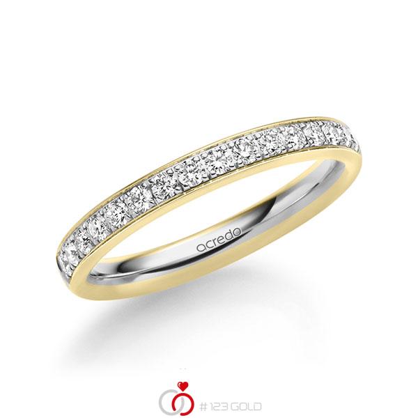 bicolor Memoire-Trauring/Ehering in Gelbgold 585 Graugold 585 halbausgefasst mit zus. 0,4 ct. Brillant tw, si von acredo - A-1727-10 bicolor Memoire-Trauring/Ehering in Gelbgold 585 Graugold 585 halbausgefasst mit zus. 0,4 ct. Brillant tw, si von acredo - A-1727-10