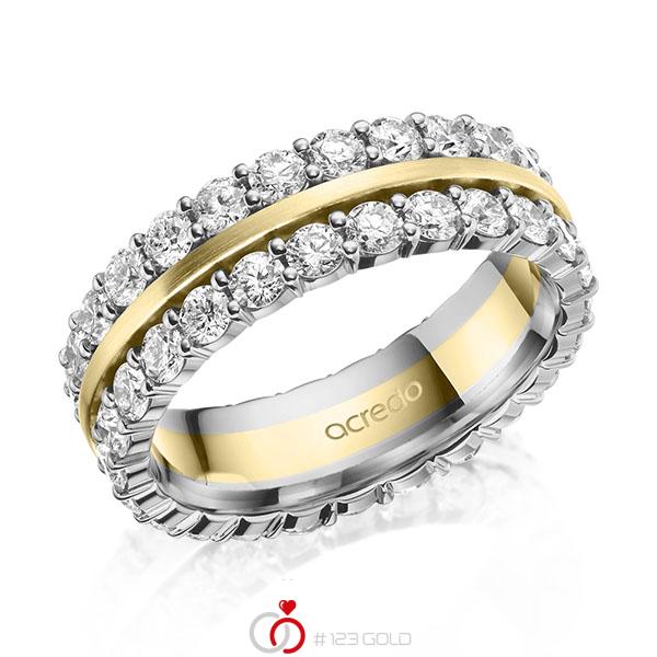 bicolor Memoire-Trauring/Ehering in Graugold 585 Gelbgold 585 vollausgefasst mit zus. 2,5 ct. tw, si von acredo - A-2100-11 bicolor Memoire-Trauring/Ehering in Graugold 585 Gelbgold 585 vollausgefasst mit zus. 2,5 ct. tw, si von acredo - A-2100-11