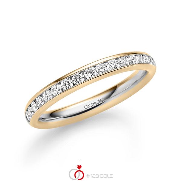 bicolor Memoire-Trauring/Ehering in Roségold 585 Graugold 585 halbausgefasst mit zus. 0,48 ct. Brillant tw, si von acredo - A-1722-9 bicolor Memoire-Trauring/Ehering in Roségold 585 Graugold 585 halbausgefasst mit zus. 0,48 ct. Brillant tw, si von acredo - A-1722-9