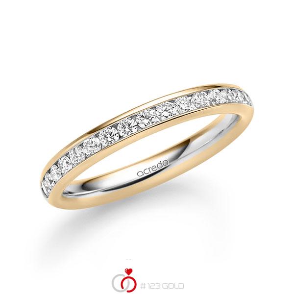bicolor Memoire-Trauring/Ehering in Roségold 585 Weißgold 585 halbausgefasst mit zus. 0,48 ct. Brillant tw, si von acredo - A-1722-1 bicolor Memoire-Trauring/Ehering in Roségold 585 Weißgold 585 halbausgefasst mit zus. 0,48 ct. Brillant tw, si von acredo - A-1722-1
