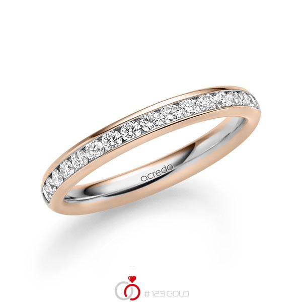 bicolor Memoire-Trauring/Ehering in Rotgold 585 Graugold 585 halbausgefasst mit zus. 0,48 ct. Brillant tw, si von acredo - A-1722-11 bicolor Memoire-Trauring/Ehering in Rotgold 585 Graugold 585 halbausgefasst mit zus. 0,48 ct. Brillant tw, si von acredo - A-1722-11