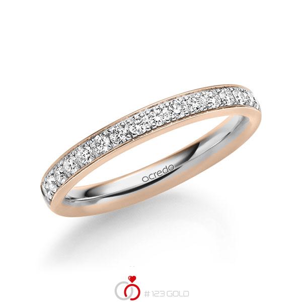 bicolor Memoire-Trauring/Ehering in Rotgold 585 Graugold 585 halbausgefasst mit zus. 0,4 ct. Brillant tw, si von acredo - A-1727-9 bicolor Memoire-Trauring/Ehering in Rotgold 585 Graugold 585 halbausgefasst mit zus. 0,4 ct. Brillant tw, si von acredo - A-1727-9